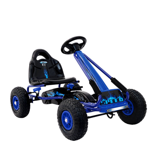 Rigo Kids Pedal Go Kart Ride On Toys Racing Car Rubber Tyre Blue-0