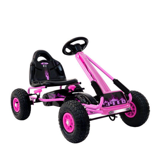 Rigo Kids Pedal Go Kart Ride On Toys Racing Car Rubber Tyre Pink-0