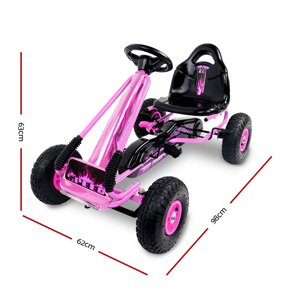 Rigo Kids Pedal Go Kart Ride On Toys Racing Car Rubber Tyre Pink-1
