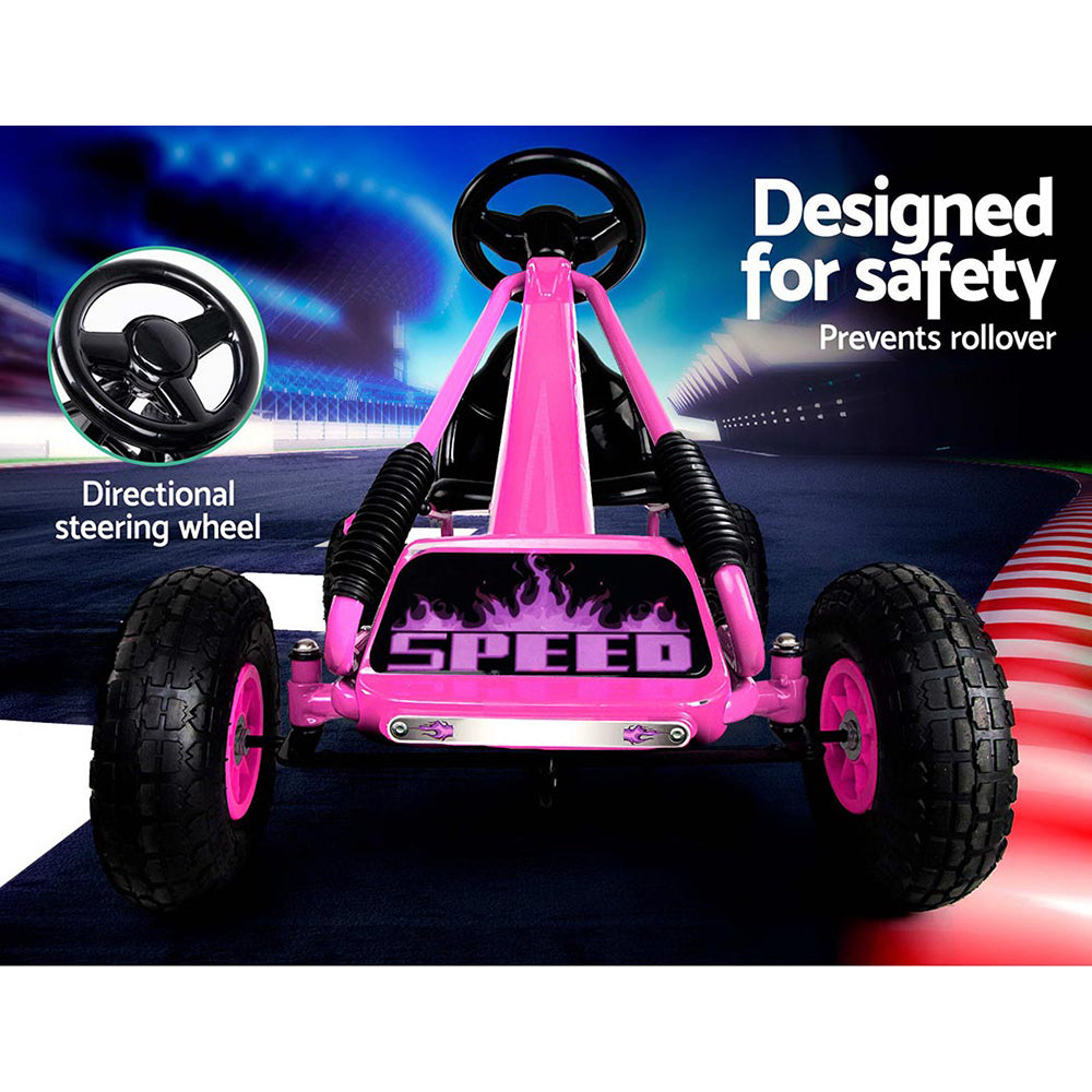 Rigo Kids Pedal Go Kart Ride On Toys Racing Car Rubber Tyre Pink-3