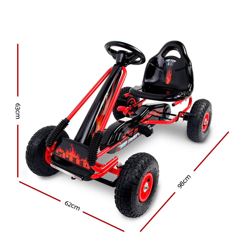 Rigo Kids Pedal Go Kart Ride On Toys Racing Car Rubber Tyre Red-1