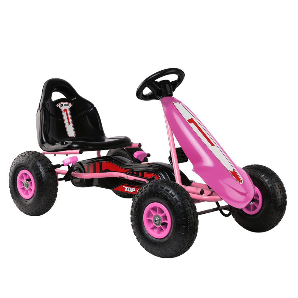 Rigo Kids Pedal Go Kart Ride On Toys Racing Car Adjustable Seat Pink-0