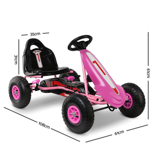 Rigo Kids Pedal Go Kart Ride On Toys Racing Car Adjustable Seat Pink-1