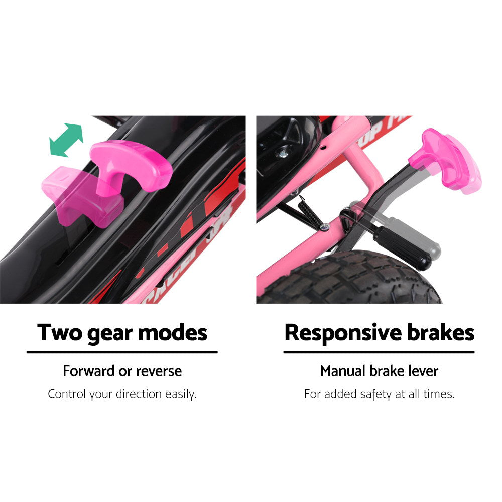 Rigo Kids Pedal Go Kart Ride On Toys Racing Car Adjustable Seat Pink-3