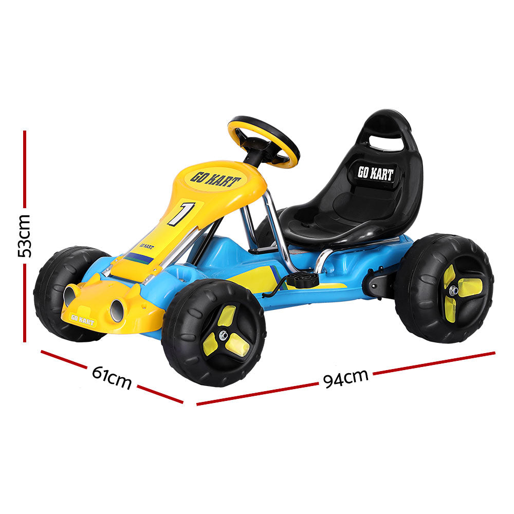 Rigo Kids Pedal Go Kart Ride On Toys Racing Car Plastic Tyre Blue-1