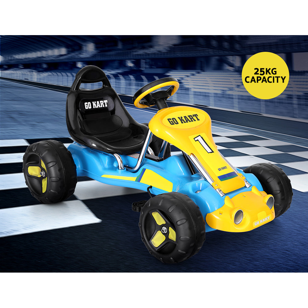 Rigo Kids Pedal Go Kart Ride On Toys Racing Car Plastic Tyre Blue-3