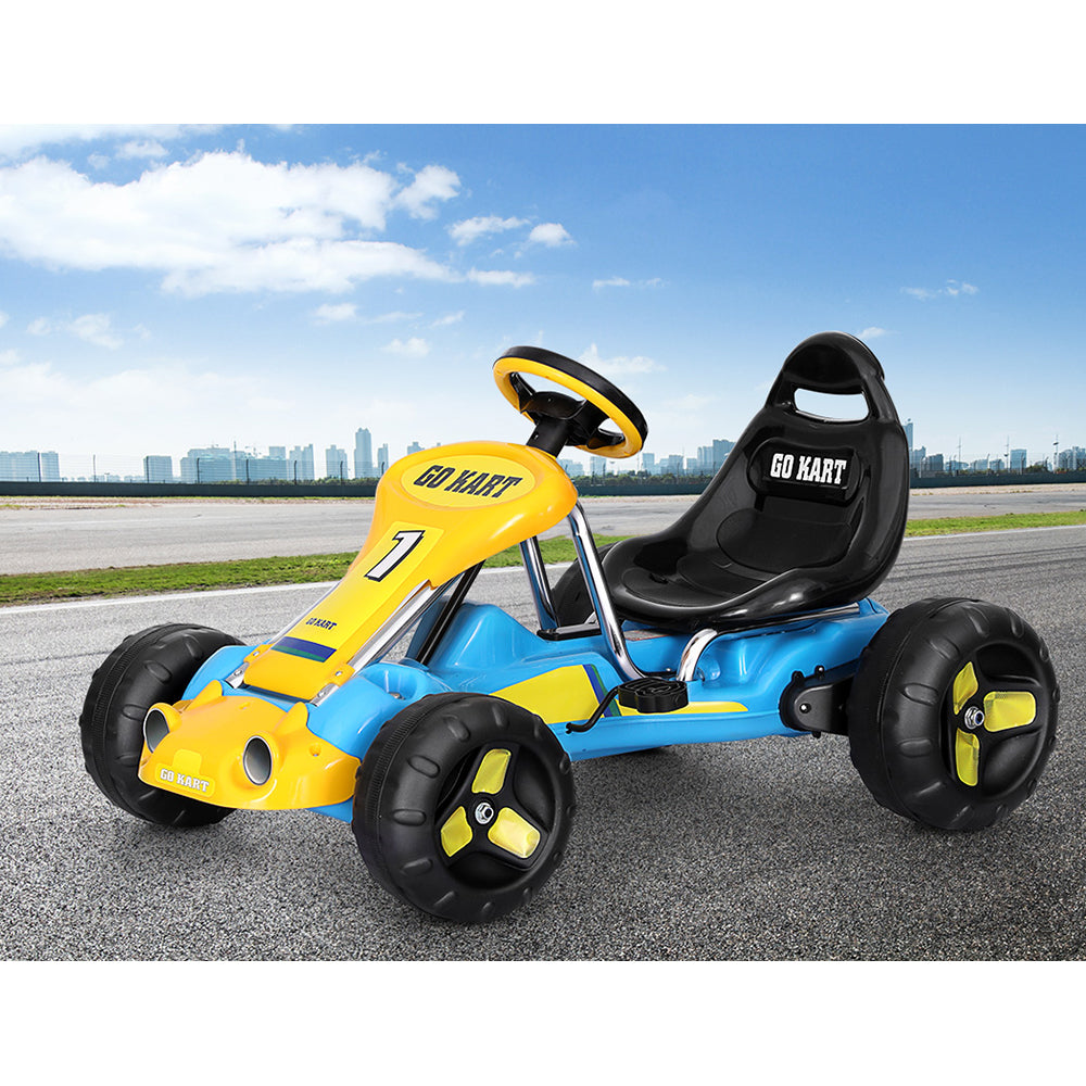 Rigo Kids Pedal Go Kart Ride On Toys Racing Car Plastic Tyre Blue-4