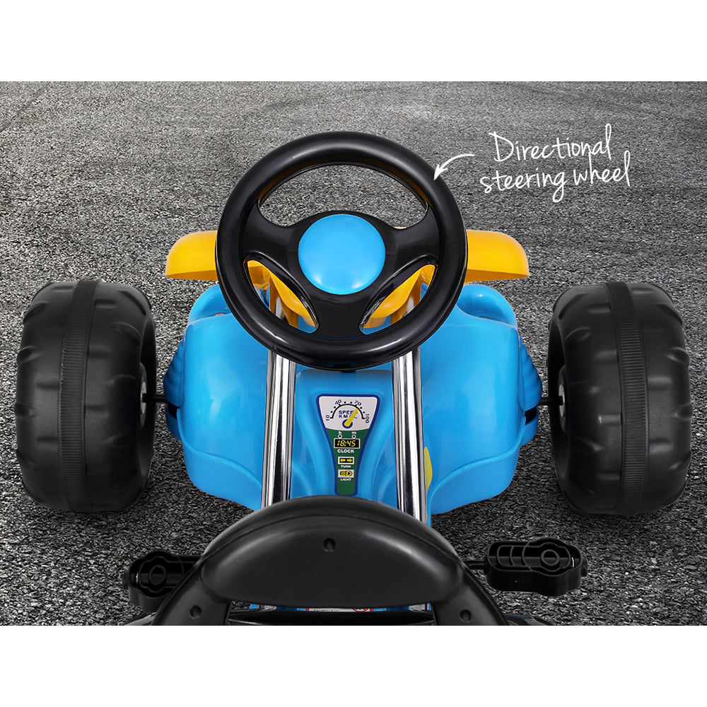 Rigo Kids Pedal Go Kart Ride On Toys Racing Car Plastic Tyre Blue-5