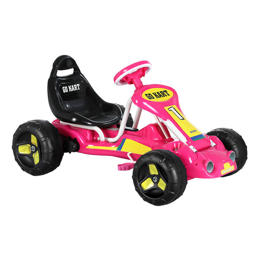 Rigo Kids Pedal Go Kart Ride On Toys Racing Car Plastic Tyre Pink-0