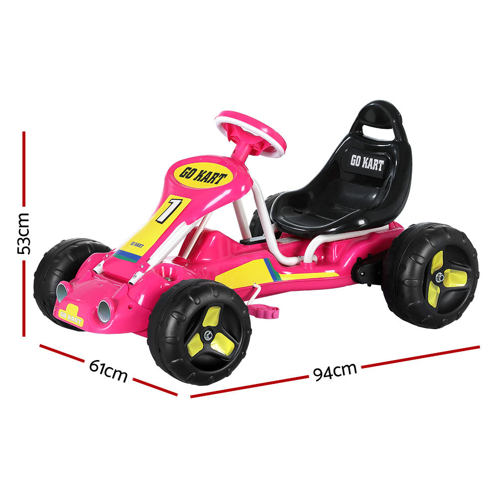 Rigo Kids Pedal Go Kart Ride On Toys Racing Car Plastic Tyre Pink-1