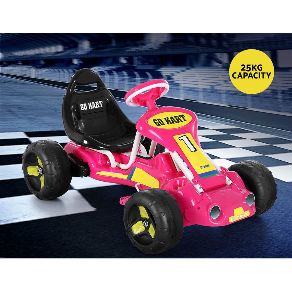 Rigo Kids Pedal Go Kart Ride On Toys Racing Car Plastic Tyre Pink-3