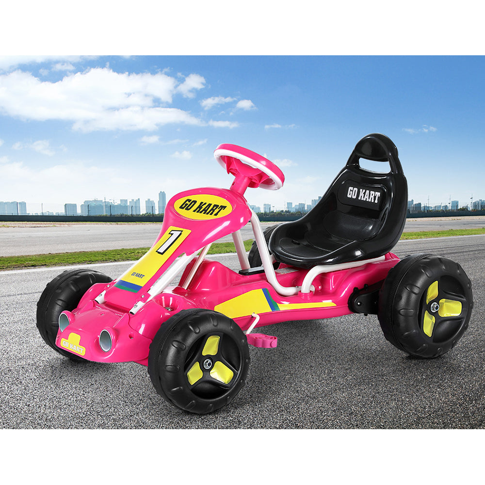 Rigo Kids Pedal Go Kart Ride On Toys Racing Car Plastic Tyre Pink-4