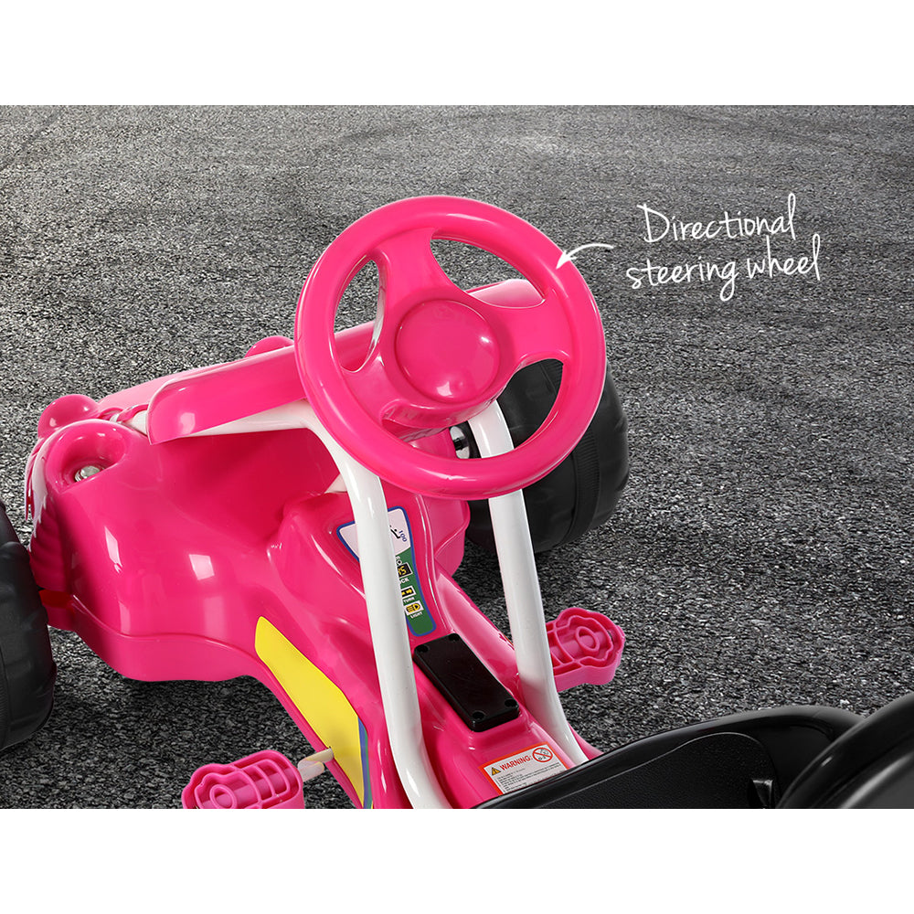 Rigo Kids Pedal Go Kart Ride On Toys Racing Car Plastic Tyre Pink-5