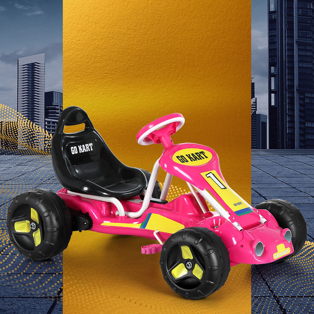 Rigo Kids Pedal Go Kart Ride On Toys Racing Car Plastic Tyre Pink-6