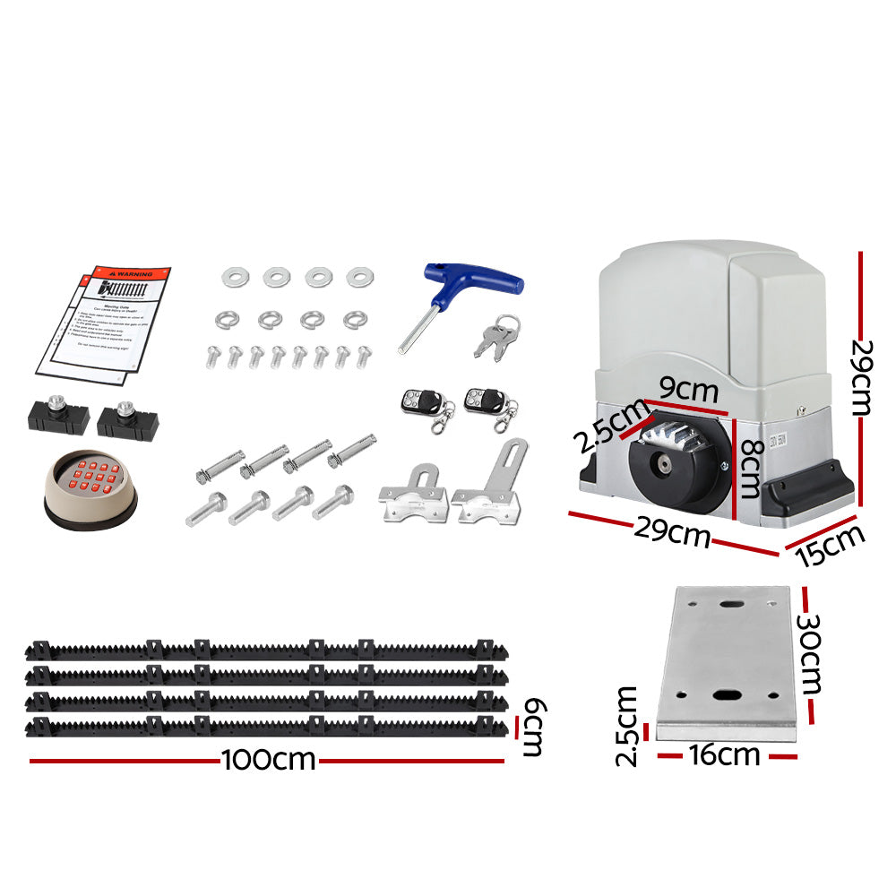 LockMaster Electric Sliding Gate Opener 1200KG Keypad 4M-1