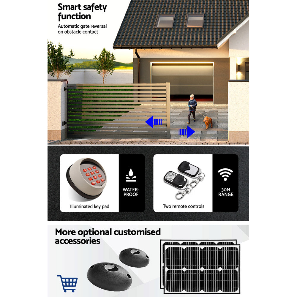 LockMaster Electric Sliding Gate Opener 1200KG Keypad 4M-6