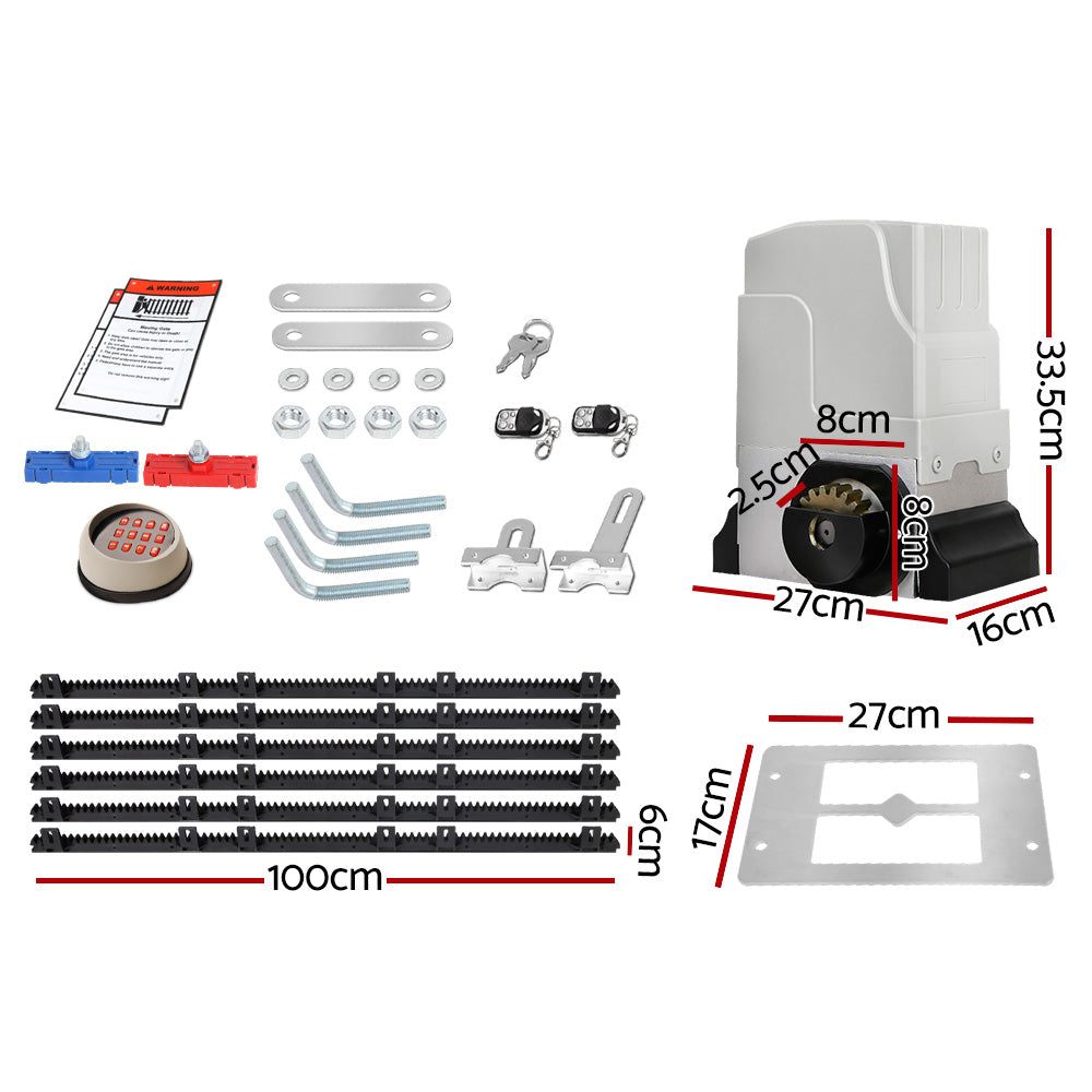 LockMaster Electric Sliding Gate Opener 1800KG Keypad 6M Rail-1