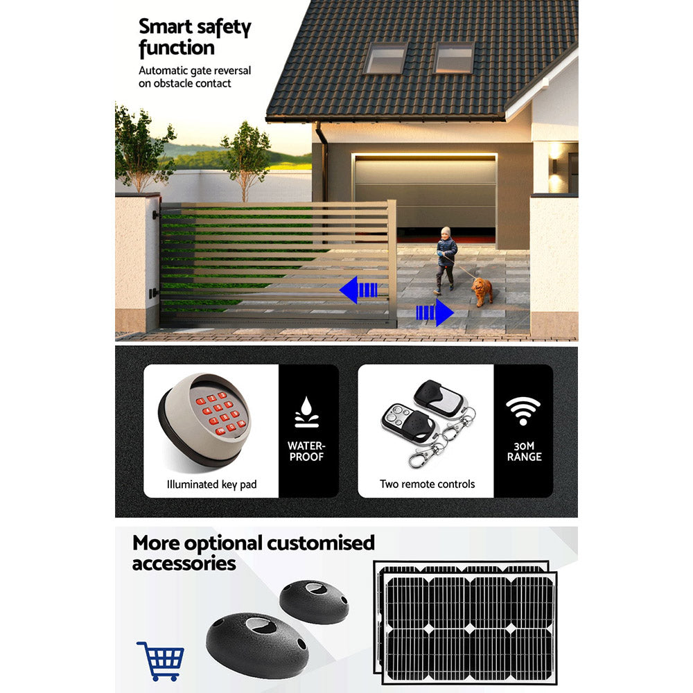 LockMaster Electric Sliding Gate Opener 1800KG Keypad 6M Rail-6