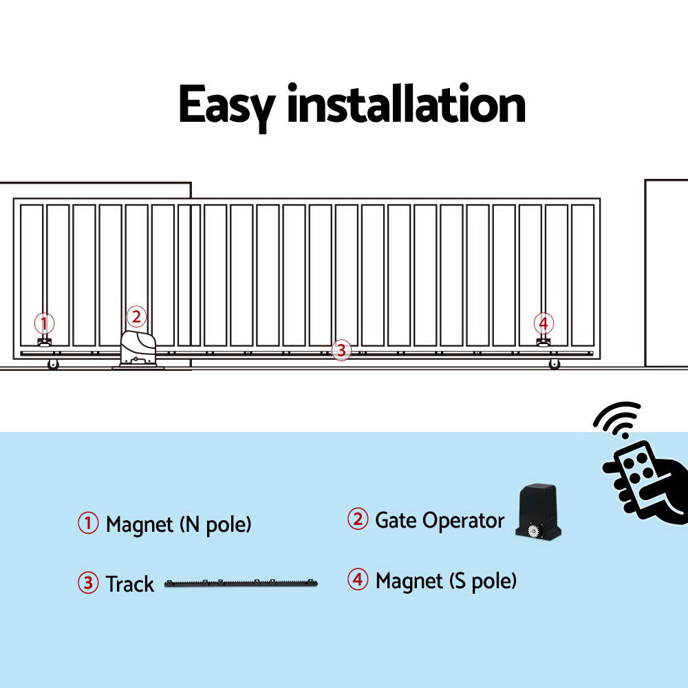 Lockmaster Automatic Sliding Gate Opener Kit 4M 1000KG-6