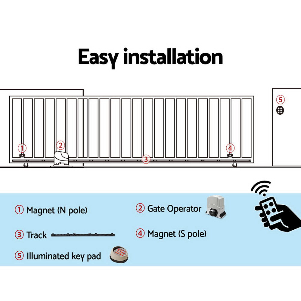 Lockmaster Automatic Sliding Gate Opener Kit Keypad 6M 1200KG-6