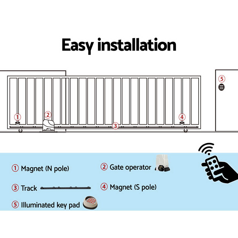 Lockmaster Automatic Sliding Gate Opener Kit Keypad 4M 1800KG-6