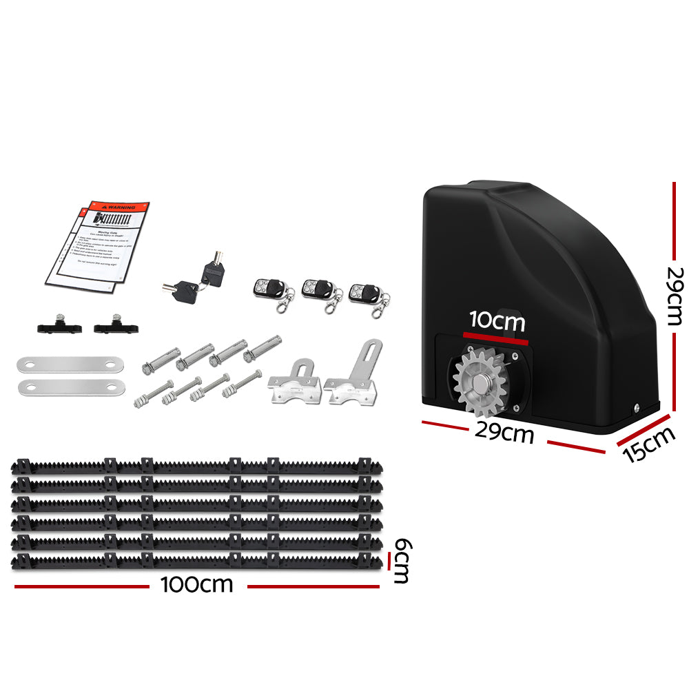 Lockmaster Automatic Sliding Gate Opener Kit 10W Solar Panel Electric 6M 600KG-1