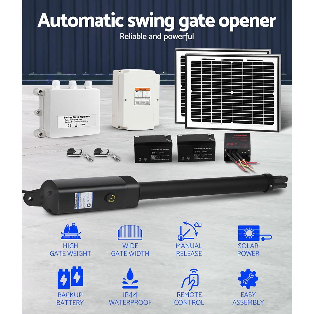 Lockmaster Single Swing Gate Opener 600KG 20W Solar Panel-3