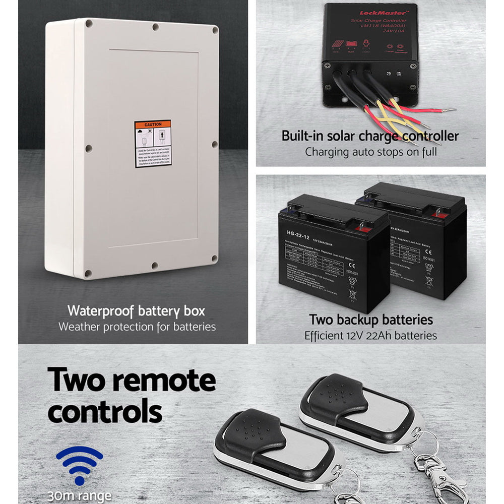 Lockmaster Single Swing Gate Opener 600KG 40W Solar Panel-6