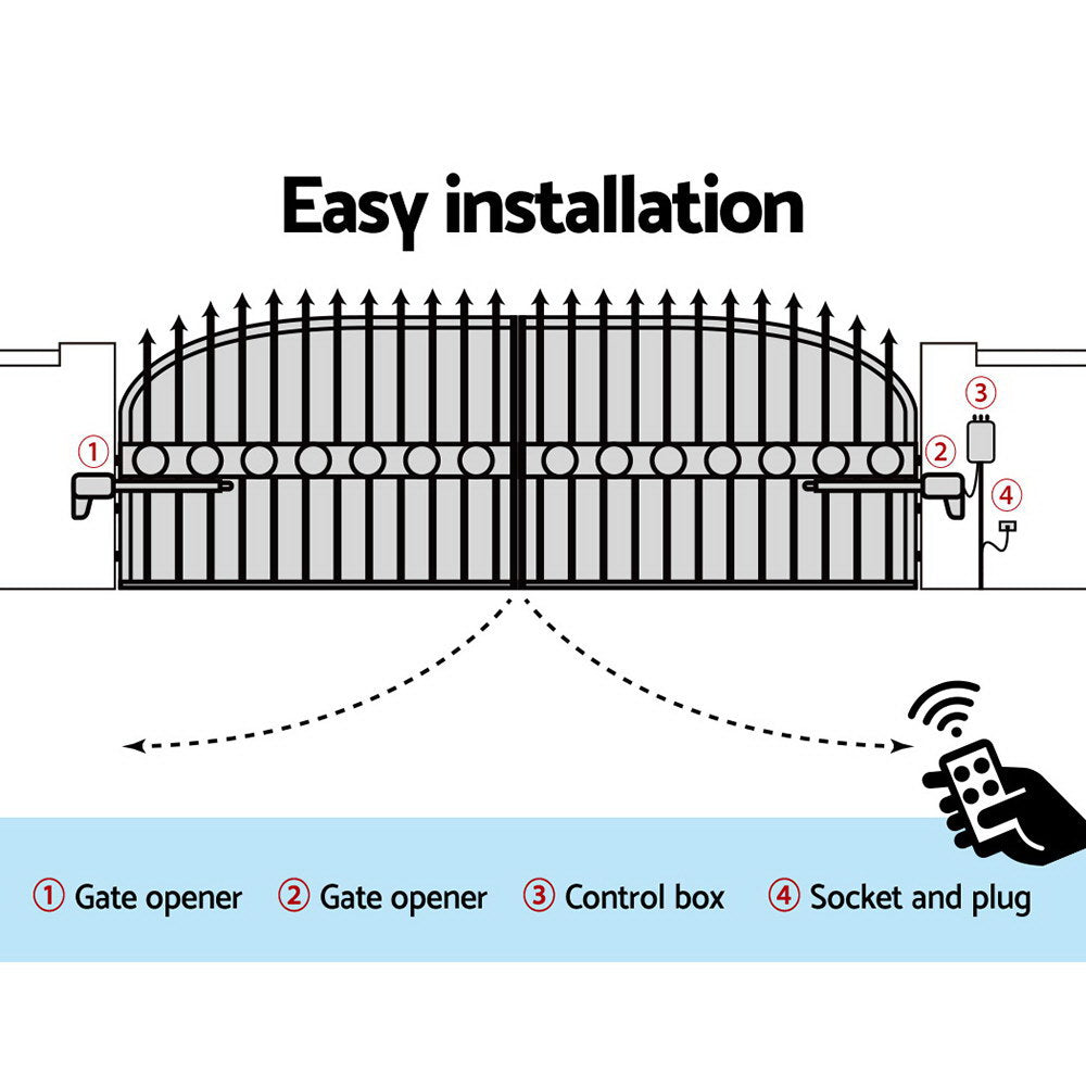 LockMaster Automatic Electric Gate Opener Double Swing Remote Control Kit 800KG-6