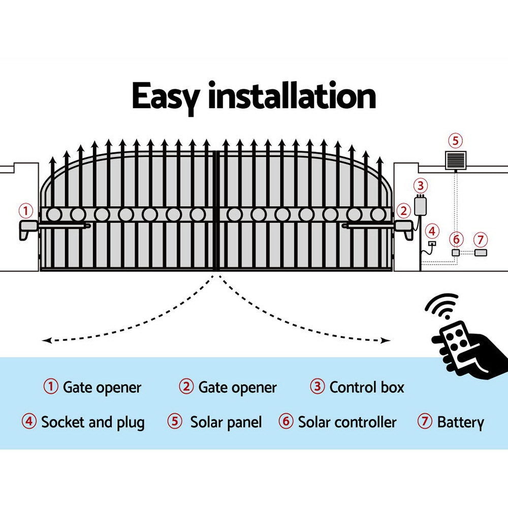 Lockmaster Dual Swing Gate Opener 800KG 40W Solar Panel-6