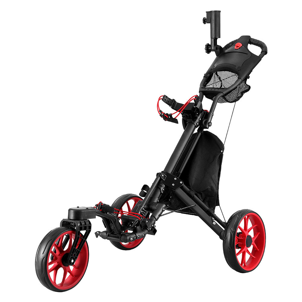 Everfit Golf Buggy Foldable Trolley Golf Cart Swivel Wheel Umbrella Bottle Stand-0