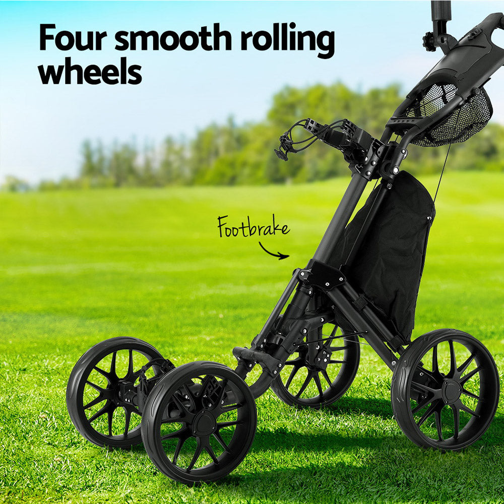 Everfit Golf Buggy Foldable Trolley Golf Cart Wheels Umbrella Bottle Holder-4