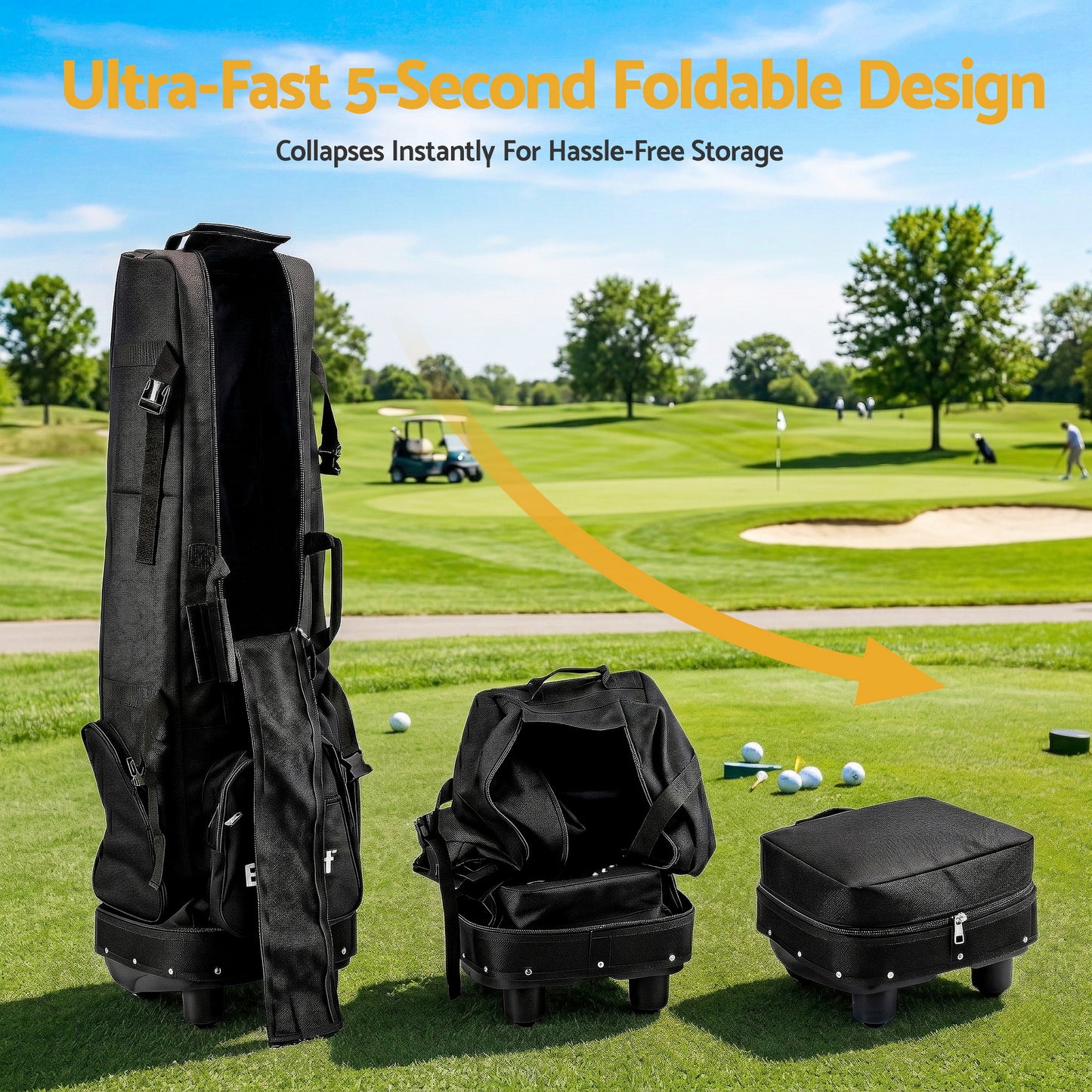 Everfit Golf Travel Bag Flight Cover Foldable Soft Case Wheels Black