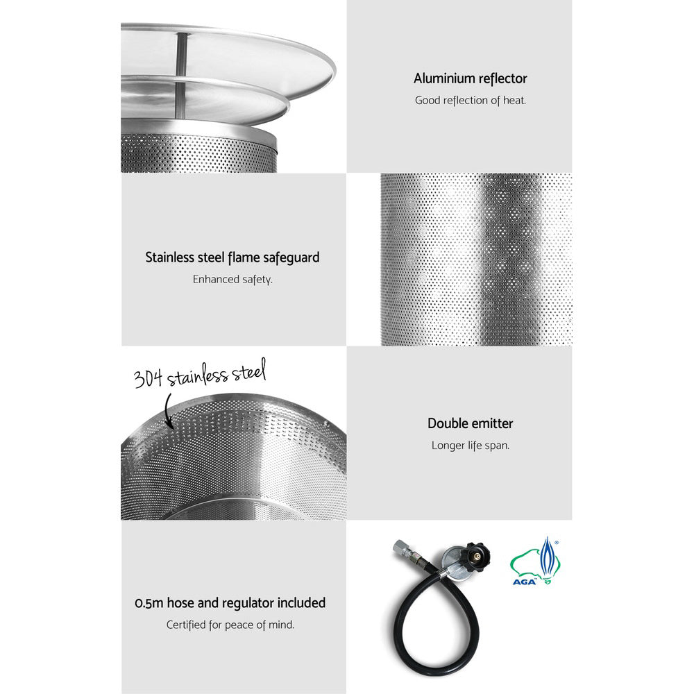 Devanti Outdoor Gas Patio Heater Black-5