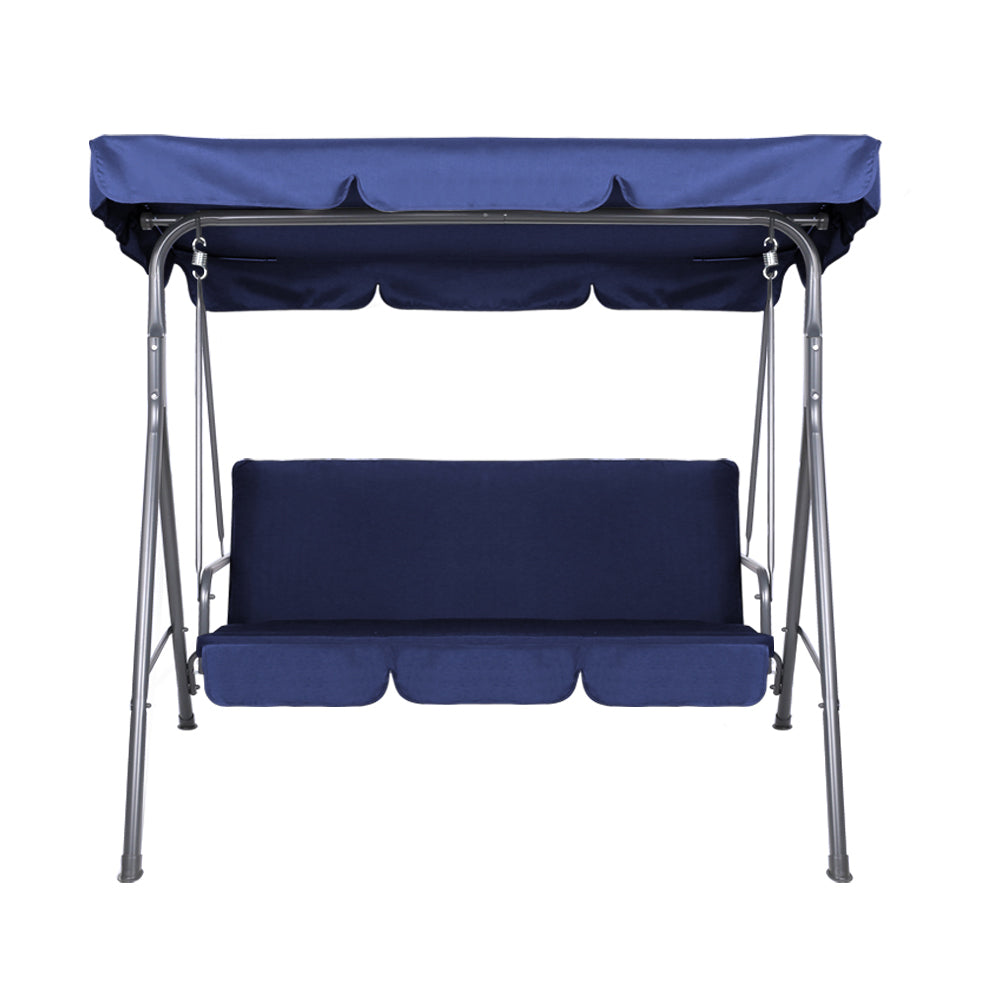 Gardeon Outdoor Swing Chair Garden Bench Furniture Canopy 3 Seater Navy-2