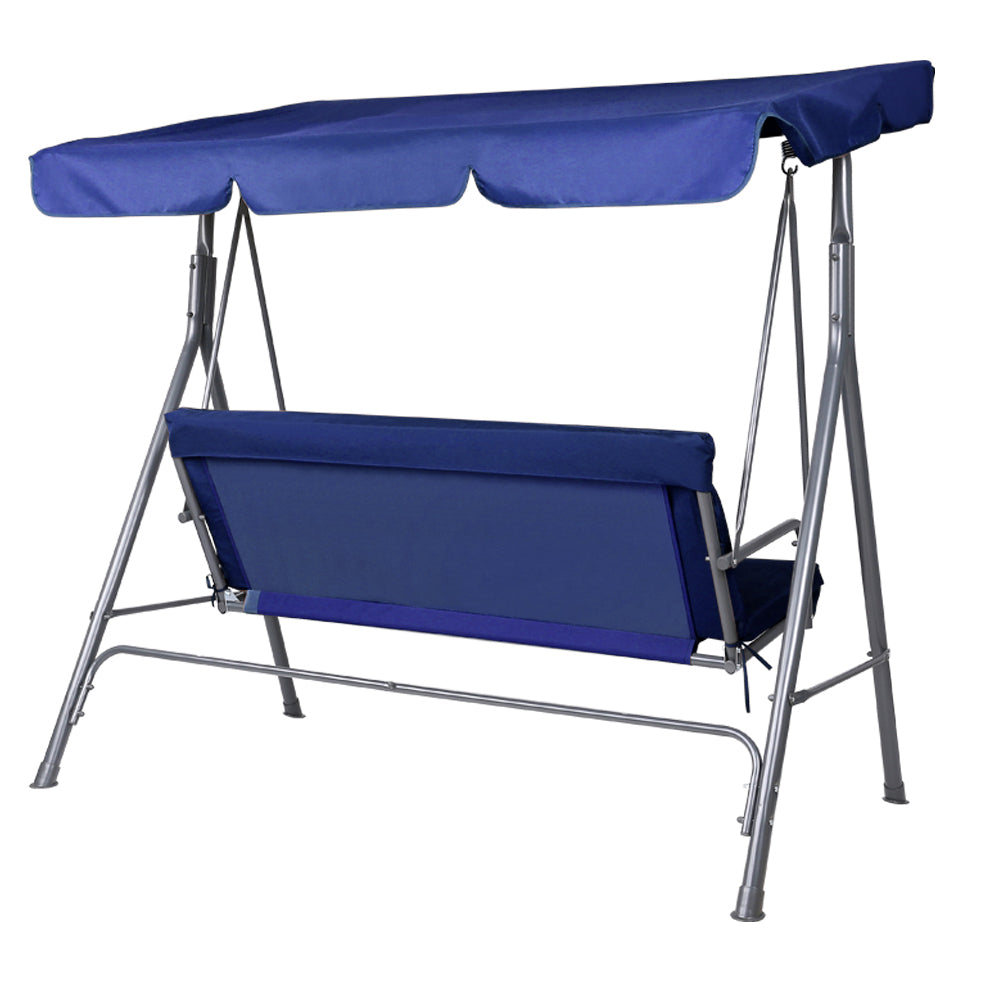 Gardeon Outdoor Swing Chair Garden Bench Furniture Canopy 3 Seater Navy-5