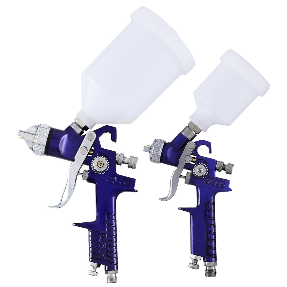 Giantz 2PC HVLP Air Spray Gun Gravity Feed Cup Nozzles Included-2