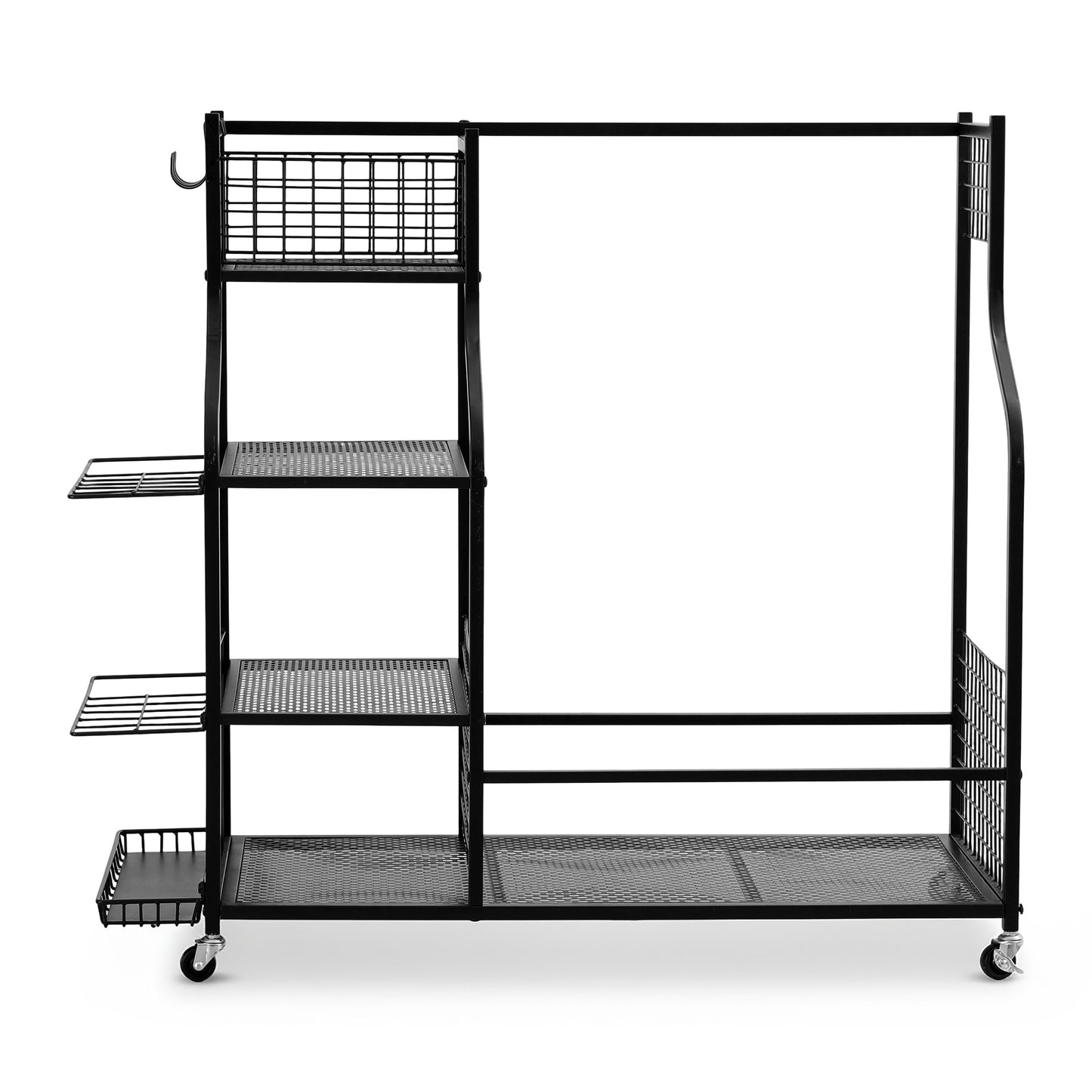 Everfit Golf Bag Storage Golf Storage Garage Organizer with Wheels Black-2