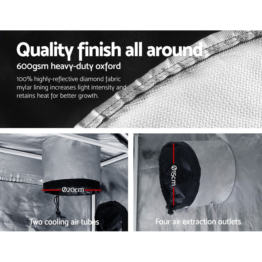 Greenfingers Grow Tent 240x120x200CM Hydroponics Kit Indoor Plant Room Black-3