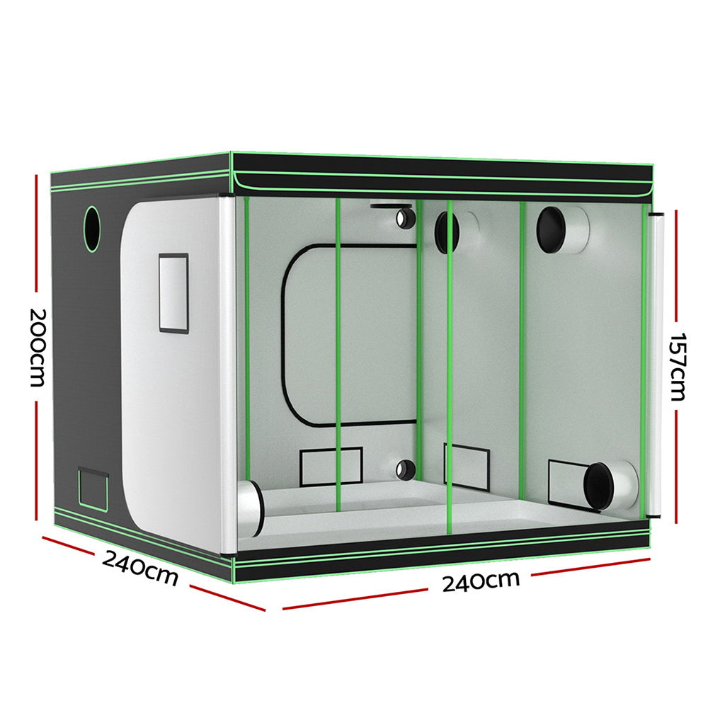 Greenfingers Grow Tent Kits 240x240x200cm Hydroponics Indoor Grow System Black-1