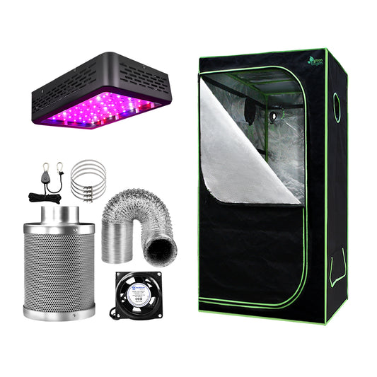 Greenfingers Grow Tent Light Kit 60x60x140CM 600W LED 4" Vent Fan,Greenfingers Grow Tent Light Kit LED 600W Full Spectrum 4" Vent 60x60x140CM-0