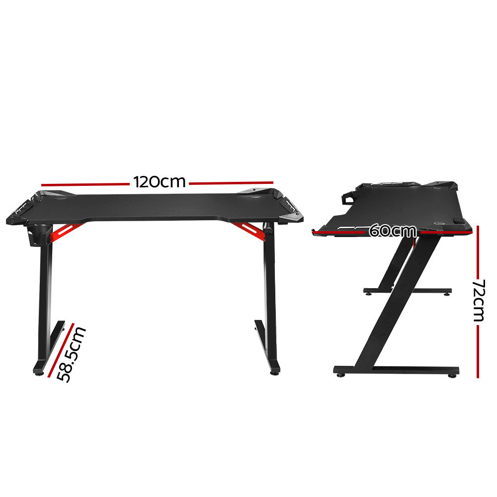 Artiss Gaming Desk Computer Desks LED Light 120CM-1