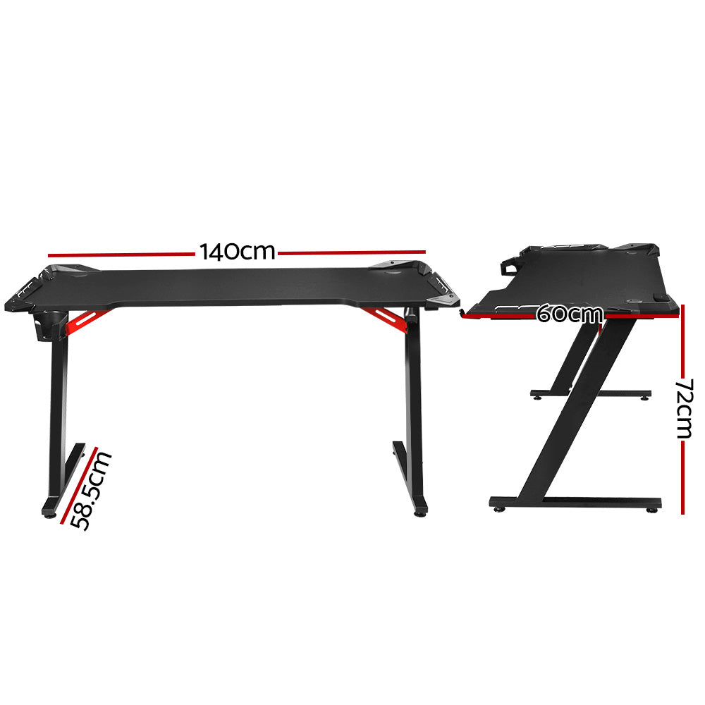 Artiss Gaming Desk Computer Desks LED Light 140CM-1
