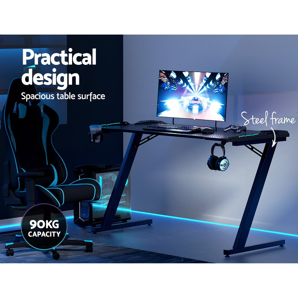 Artiss Gaming Desk Computer Desks LED Light 140CM-3