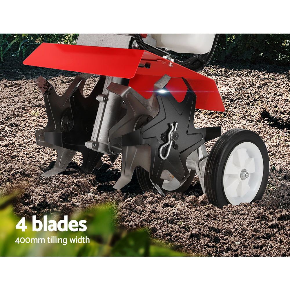 Giantz 88CC Tiller Garden Cultivator Rototiller 4 Blades Soil Plower Rotary Hoe-4