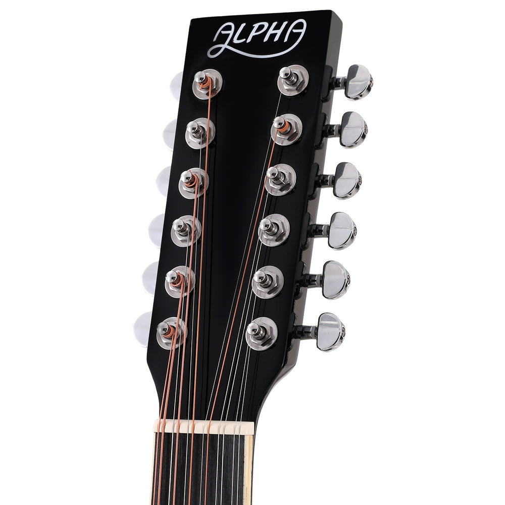 Alpha 42 Inch Acoustic Guitar 12 Strings w/ Equaliser Electric Output Jack Black-2