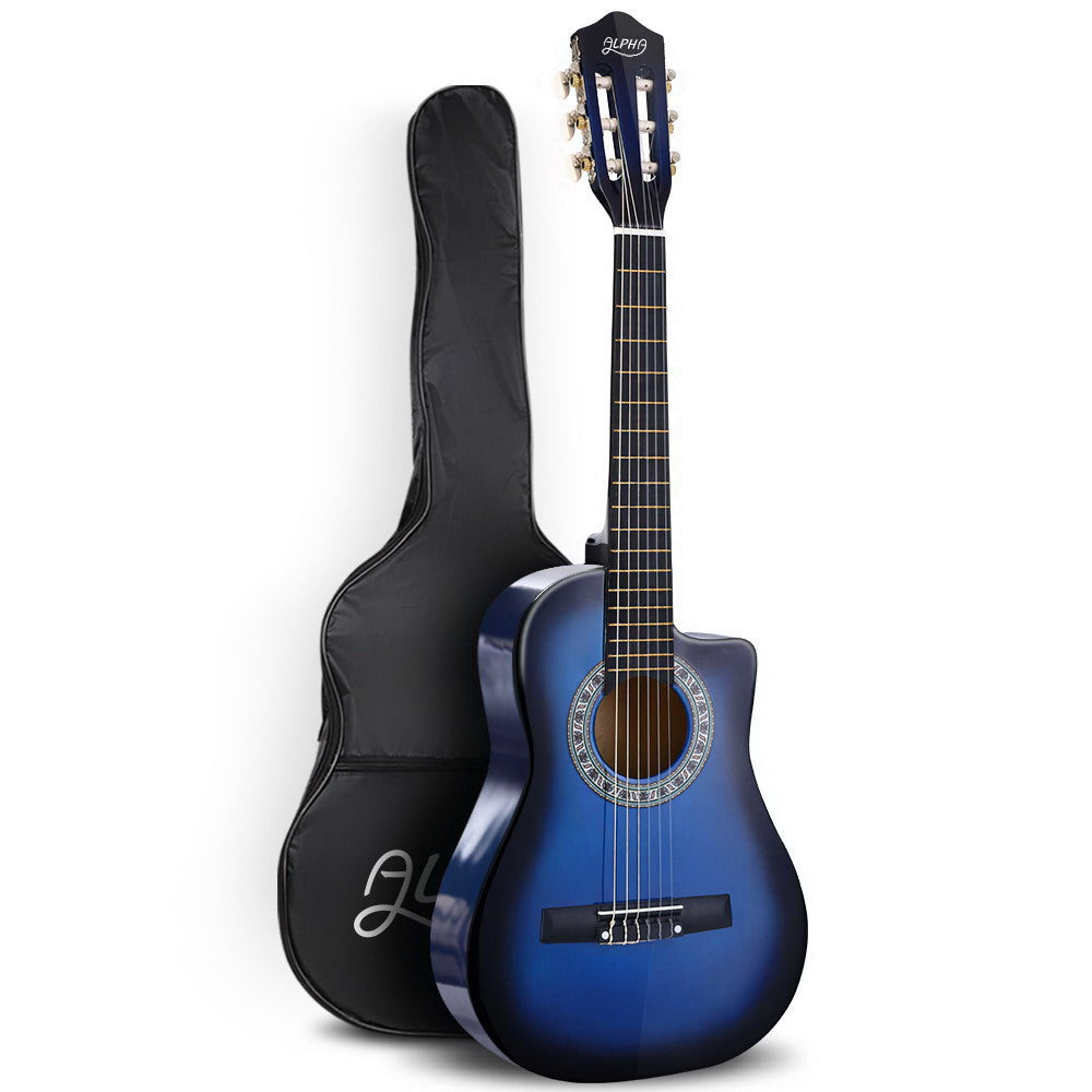 Alpha 34 Inch Classical Guitar Wooden Body Nylon String Beginner Kids Gift Blue-0