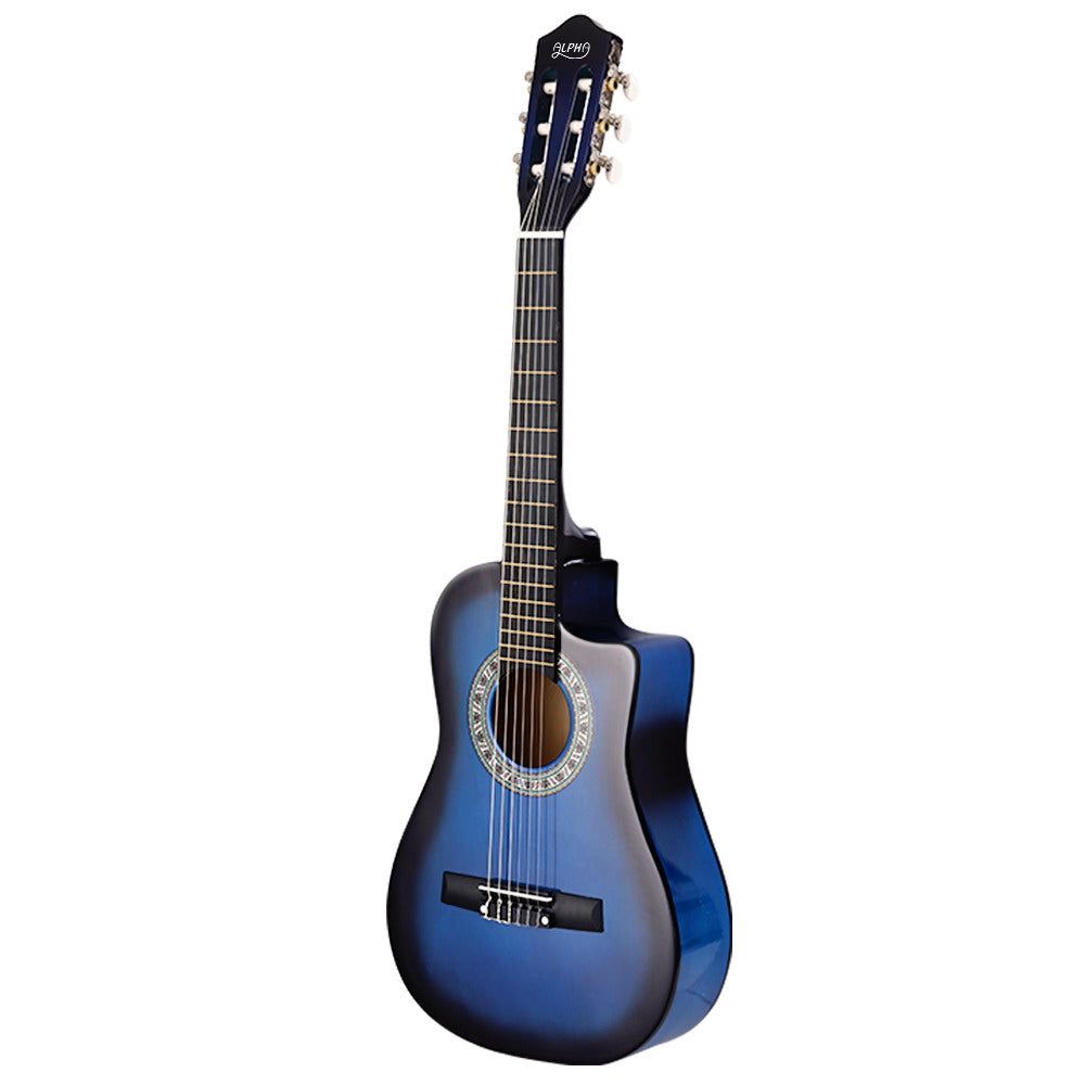 Alpha 34 Inch Classical Guitar Wooden Body Nylon String Beginner Kids Gift Blue-2