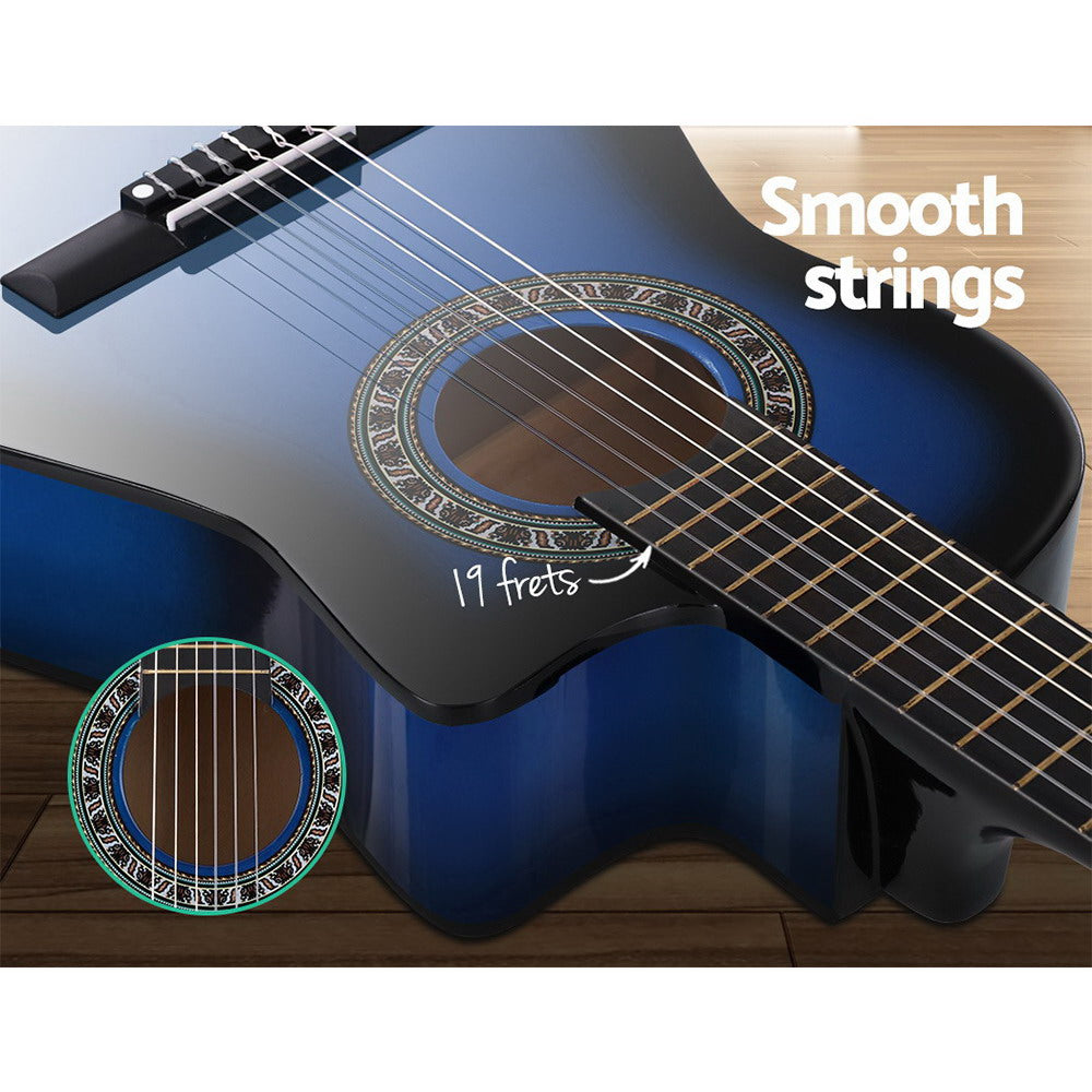 Alpha 34 Inch Classical Guitar Wooden Body Nylon String Beginner Kids Gift Blue-3