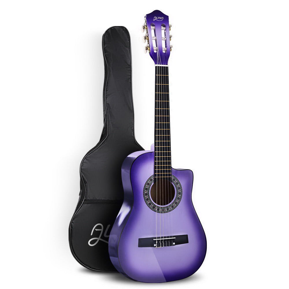 Alpha 34 Inch Classical Guitar Wooden Body Nylon String Beginner Kids Gift Purple-0